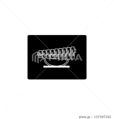 Minimalist Marimba Icon White on Black Square Background Minimalist Marimba Icon White on Black Square Background 137397282