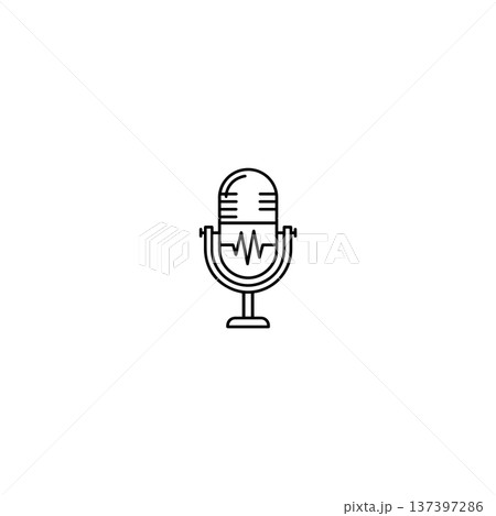 Line Art Retro Microphone Illustration Isolated on White 137397286