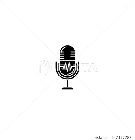 Bold Retro Microphone Icon in Black Silhouette 137397287