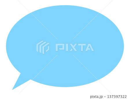 シンプルな横長の楕円形の水色の吹き出し シンプルな横長の楕円形の水色の吹き出し 137397322