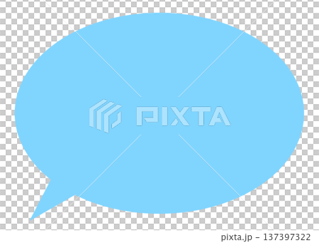 シンプルな横長の楕円形の水色の吹き出し シンプルな横長の楕円形の水色の吹き出し 137397322