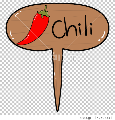 Chili Pepper Wooden Garden Plant Marker Cartoon Illustration Chili Pepper Wooden Garden Plant Marker Cartoon Illustration 137397331