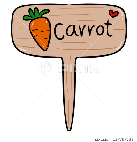 Carrot Garden Sign Wooden Plant Marker Clipart Carrot Garden Sign Wooden Plant Marker Clipart 137397333
