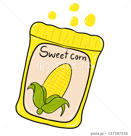 Sweet Corn Seed Packet Illustration 137397338