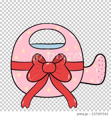 Cute Watering Can with Bow Garden Clipart 137397342