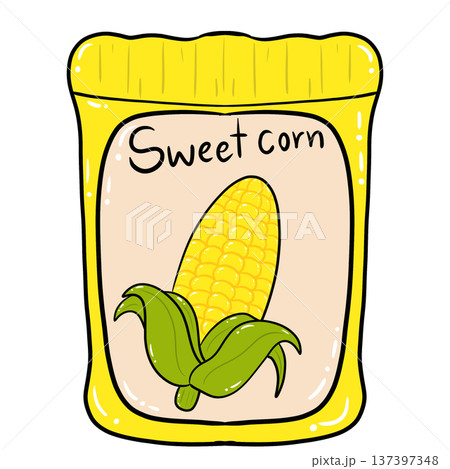 Sweet Corn Seed Packet Illustration 137397348