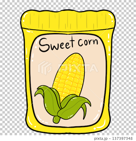 Sweet Corn Seed Packet Illustration 137397348