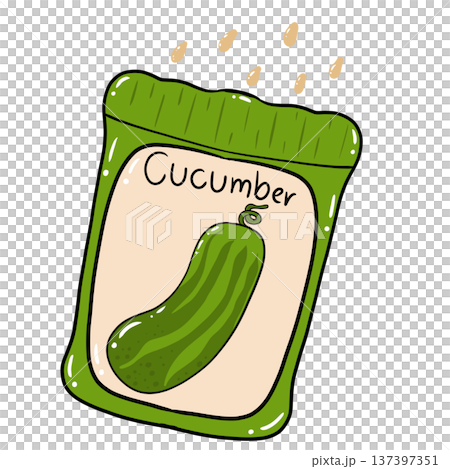 Cucumber Seed Packet Cartoon Illustration 137397351