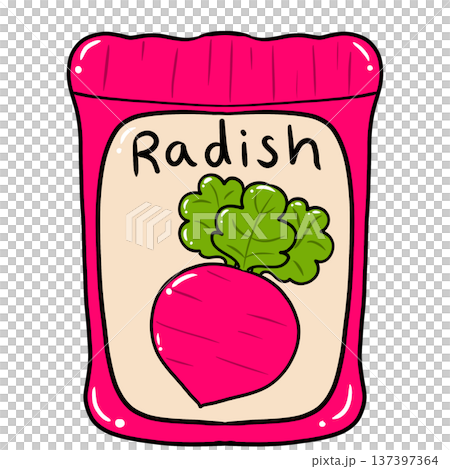Radish Seed Packet Cartoon Illustration Radish Seed Packet Cartoon Illustration 137397364