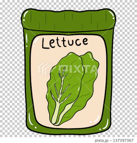 Lettuce Seeds Packet Cartoon Illustration 137397367