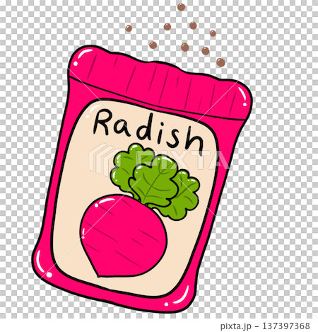 Radish Seed Packet Cartoon Illustration 137397368