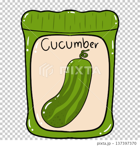 Cucumber Seed Packet Cartoon Illustration 137397370