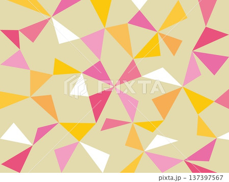 幾何学模様　三角形　ピンク　オレンジ色 137397567