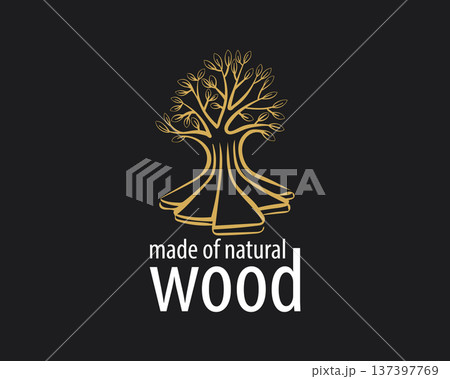 An unusual vector hand-drawn logo for the production of wood products An unusual vector hand-drawn logo for the production of wood products 137397769