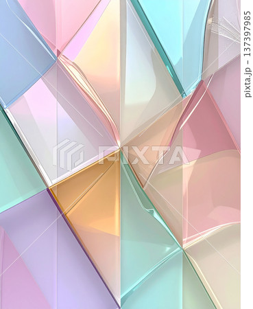 光が溶け合う柔らかな調和、パステルカラーの優美なモザイク柄のガラスアート 137397985