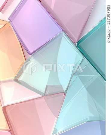 光が溶け合う柔らかな調和、パステルカラーの優美なモザイク柄のガラスアート 光が溶け合う柔らかな調和、パステルカラーの優美なモザイク柄のガラスアート 137397988