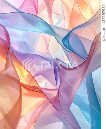 光が溶け合う柔らかな調和、パステルカラーの優美なモザイク柄のガラスアート 137397989