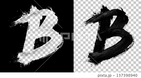 Brushstroke letter B in bold grunge style on split isolated black and white background, symbolizing contrast and creativity Brushstroke letter B in bold grunge style on split isolated black and white background, symbolizing contrast and creativity 137398940