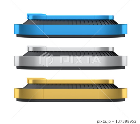 Set of Airport luggage conveyor belt from baggage claim area on white background. 137398952