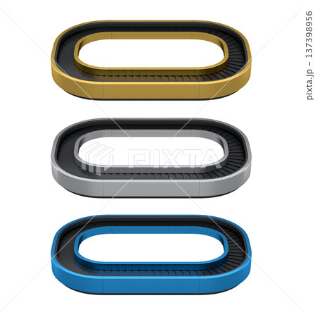 Set of Airport luggage conveyor belt from baggage claim area on white background. Set of Airport luggage conveyor belt from baggage claim area on white background. 137398956