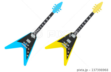 Set of electric acoustic guitar isolated on white transparent background. 137398968