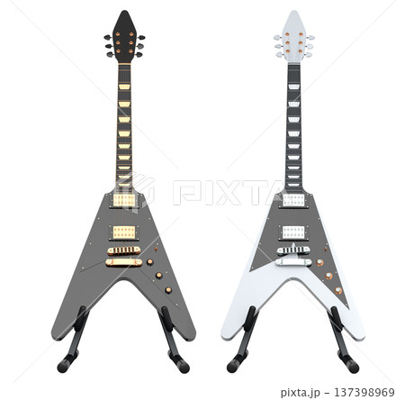 Set of electric acoustic guitar isolated on white transparent background. 137398969