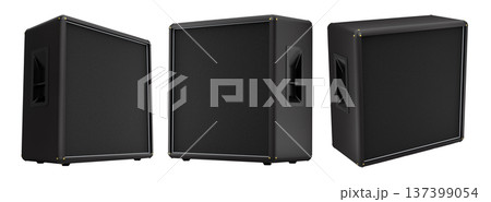 Set of classical electric and acoustic guitar amplifier isolated on white background. Set of classical electric and acoustic guitar amplifier isolated on white background. 137399054
