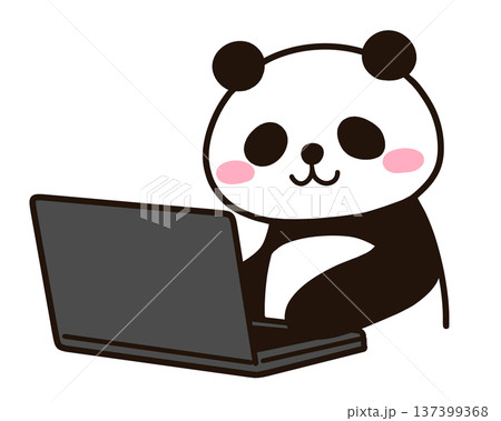 パソコンをするパンダ 137399368