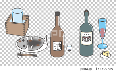 清酒配烤魚、葡萄酒和起司的晚餐套餐(含酒精飲料、魚類菜餚、西餐、小吃) 清酒配烤魚、葡萄酒和起司的晚餐套餐(含酒精飲料、魚類菜餚、西餐、小吃) 137399789