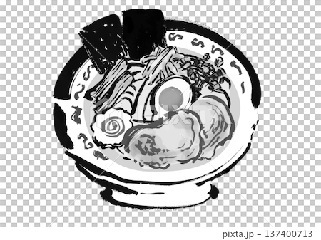 日式水墨畫風格的拉麵(中華蕎麥麵)插圖 日式水墨畫風格的拉麵(中華蕎麥麵)插圖 137400713