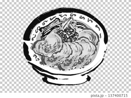 日式書法風格的叉燒拉麵插圖 137400715