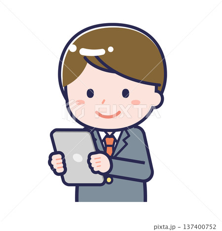 タブレットを使う「学生」の男性 137400752