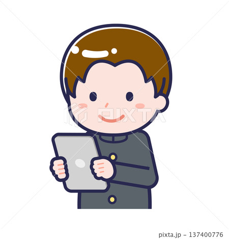 タブレットを使う「学生」の男性 137400776