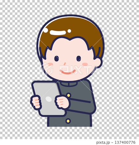 タブレットを使う「学生」の男性 137400776