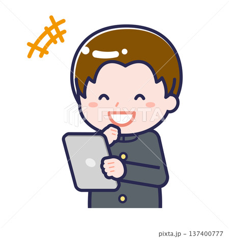 タブレットを使う「学生」の男性 137400777