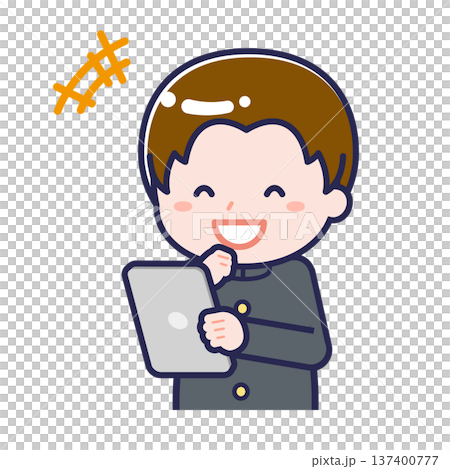 タブレットを使う「学生」の男性 137400777