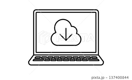 クラウドからダウンロードしているノートパソコン 線幅可変 137400844