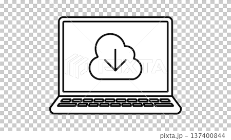 クラウドからダウンロードしているノートパソコン 線幅可変 137400844