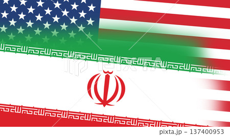Iran and US America national flag. 137400953