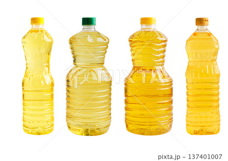 Vegetable oil in plastic bottle isolated on white background. Vegetable oil in plastic bottle isolated on white background. 137401007