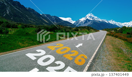 2026 New Year road trip travel and future vision glee concept 2026 New Year road trip travel and future vision glee concept 137401449