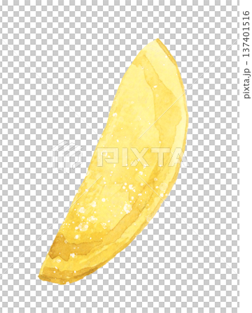 ナチュラルカットの皮付きフライドポテト　料理・食べ物の手描き水彩イラスト素材 137401516
