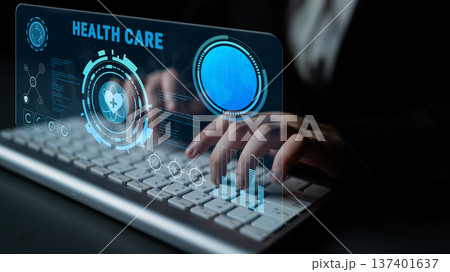 Digital Health Care Technology and Medical Data Dashboard Motif 137401637
