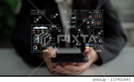Big Data Visualization and Business Analytics Dashboard Grid Motif 137401645