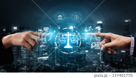 Digital law interface displaying justice scale, highlighting digital law Spline Digital law interface displaying justice scale, highlighting digital law Spline 137401770