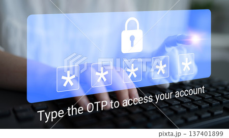 Secure Online Authentication Process with OTP Input in Digital Environment Featuring Password Elements and Lock Symbol for Account Access Gantry 137401899