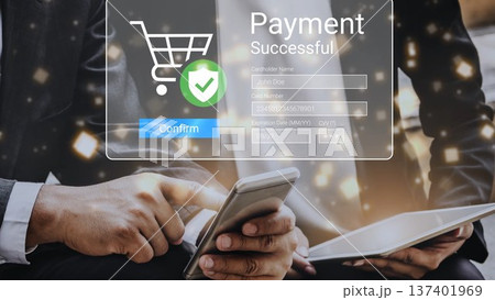 Payment Success Confirmation for Online Shopping with Secure Checkout and User-Friendly Experience on Mobile Device in Modern Business Environment Gluon 137401969