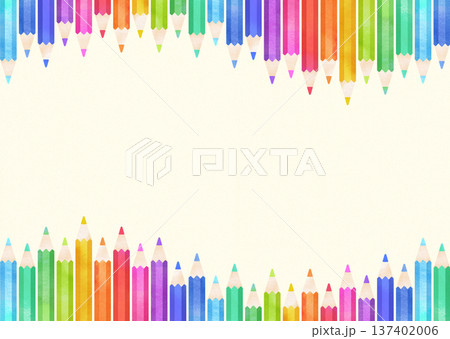 カラフルな水彩タッチの色鉛筆フレーム 137402006