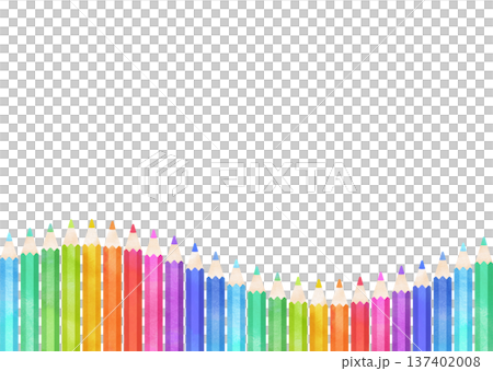 Colorful watercolor-style colored pencil frame 137402008