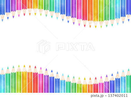 カラフルな水彩タッチの色鉛筆フレーム 137402011